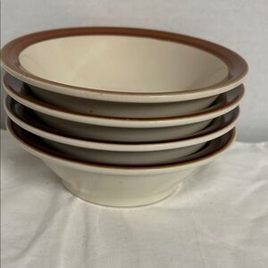 Elegant Cream and Brown Dining Bowls set of 4